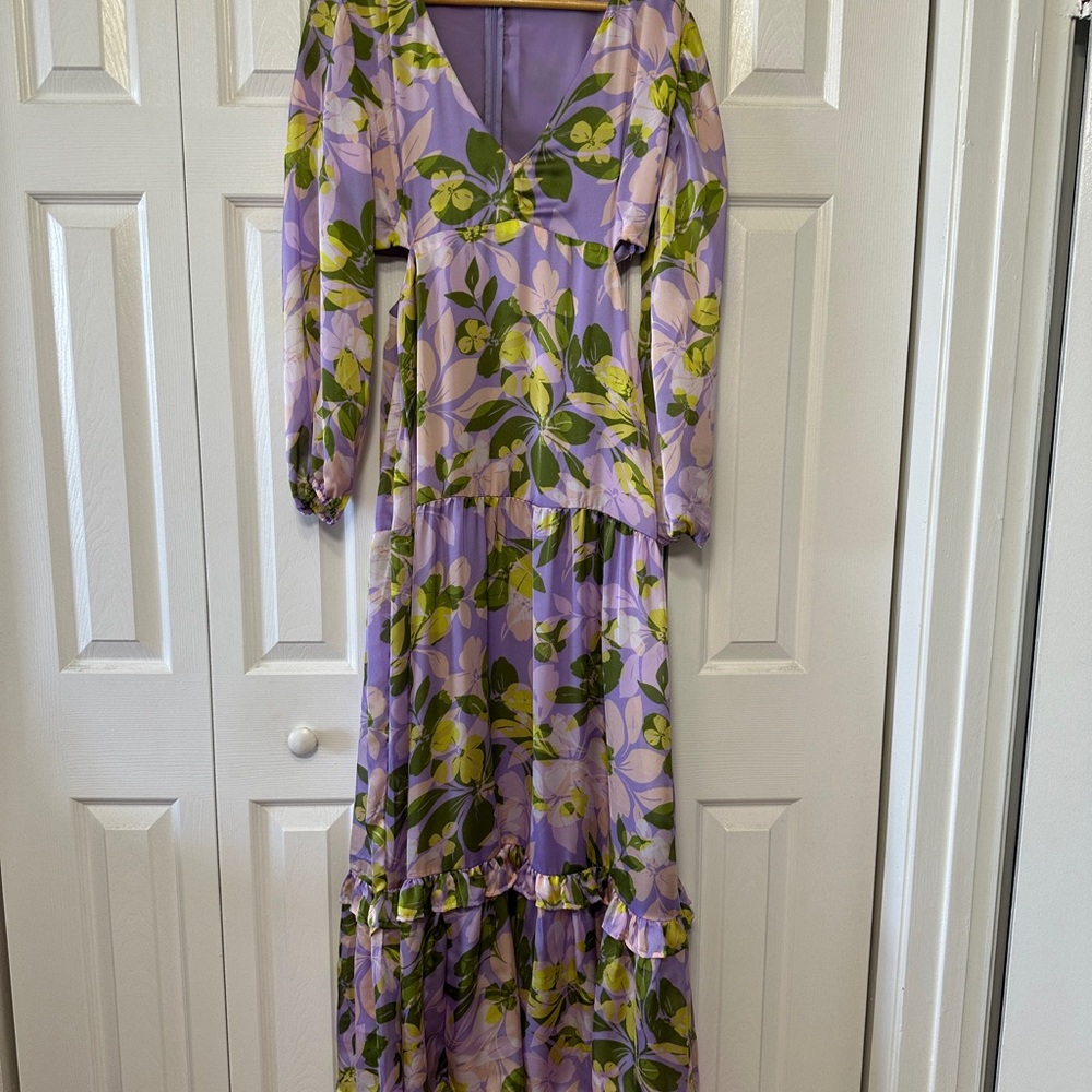 VENUS Floral Maxi Dress in Purple and Green - Picture 4 of 5